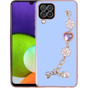 Ceplab Samsung Galaxy M22 Kılıf Tutamaçlı Taşlı Lüx Telefon Kılıfı