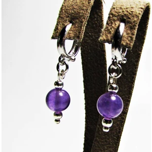 Lilah Gümüş Tr Gümüş Doğal Ametist Taşlı Kadın Küpe