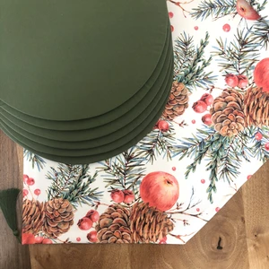 Amerikan Servis Kış Bahçesi Desen Takım 6 Supla ve Runner Örtü Kombin 4