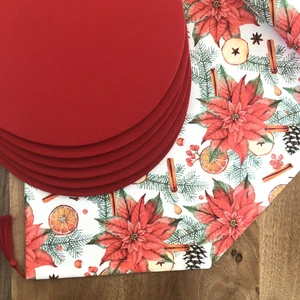 Amerikan Servis Kokina Desen Takım 6 Supla ve Runner Örtü Kombin 1