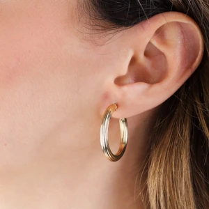 Sembol Gold 14 Ayar Altın Halka Küpe Siens Tasarım 2.5 cm