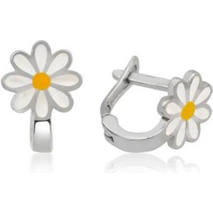 925 Gümüş Gümüş Papatya Çocuk Küpesi