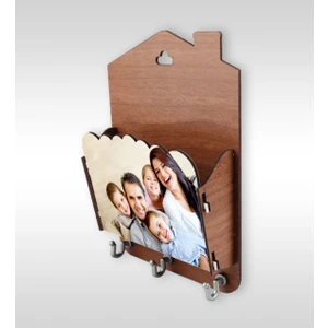 Kişiye Özel Fotoğraflı Ahşap Zarflık ve Anahtarlık Askısı