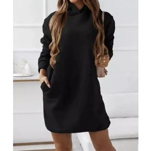 Amor Man Kapüşonlu  Pamuk Tam Kışlık Oversize Spor Kadın Hoodie Elbise