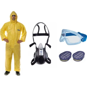 Tam Koruma Yüz Maskesi (Drager 3300 Maske-Abek Filtre-Gözlük-Tulum)