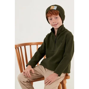 Yumuşak Dokulu Fermuarlı Dik Yaka Şardonlu Kışlık Polar Unisex Çocuk Polar 5905002