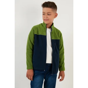 Yumuşak Dokulu Fermuarlı Renk Bloklu Dik Yaka Cepli Polar Unisex Çocuk Polar 5905001