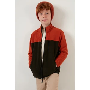 Yumuşak Dokulu Fermuarlı Renk Bloklu Dik Yaka Cepli Polar Unisex Çocuk Polar 5905001