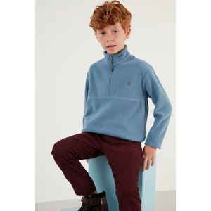 Yumuşak Dokulu Fermuarlı Dik Yaka Şardonlu Kışlık Polar Unisex Çocuk Polar 5905002