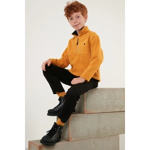 Yumuşak Dokulu Fermuarlı Dik Yaka Şardonlu Kışlık Polar Unisex Çocuk Polar 5905002