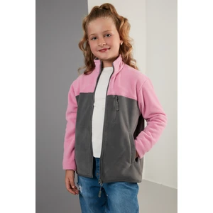 Yumuşak Dokulu Fermuarlı Renk Bloklu Dik Yaka Cepli Polar Unisex Çocuk Polar 5905001