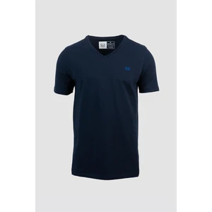 Erkek Lacivert Pamuklu Likralı V-Yaka Slim Fit T-Shirt