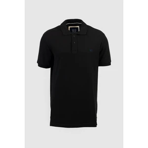 Erkek Siyah %100 Pamuk Polo Yaka Custom Fit T-Shirt