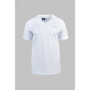 Erkek Beyaz Pamuklu Likralı V-Yaka Slim Fit T-Shirt
