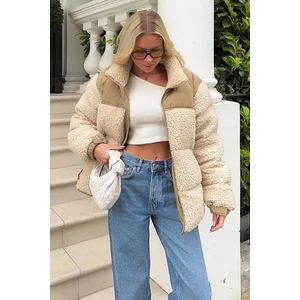 Bej Peluş Oversize Mont MG1371