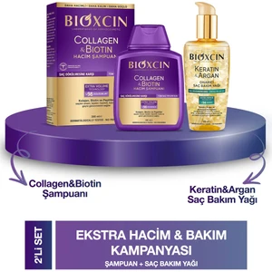 Collagen & Biotin Hacim Şampuanı 300ML + Bioxcin Kertin Argan Saç Bakım Yağı