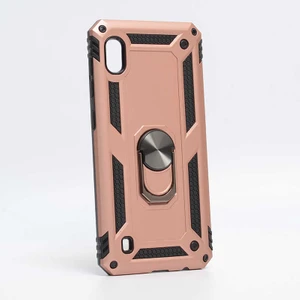 Samsung Galaxy A10 Kılıf Yüzüklü Standlı Tank Çift Katmanlı Vega Rose Gold