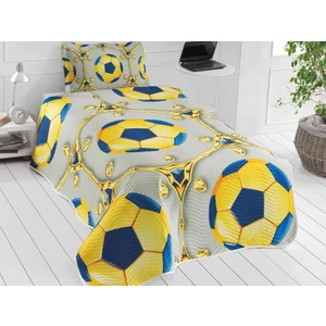 Çeyiz Diyarı Taraftar Baskılı Tek Kişilik Yatak Örtüsü Sarı Lacivert