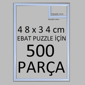 Plus Balıksırtı Yapboz  Puzzle Çerçevesi Beyaz 500