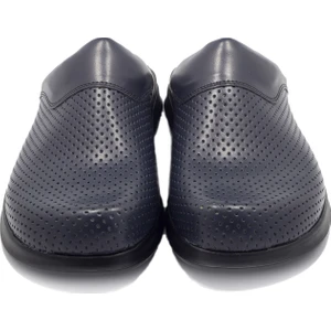 Erkek Hakiki Deri Lacivert Sabo Terlik