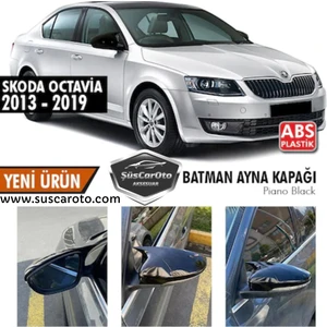 ŞüsCarOto Aksesuar Skoda Octavia 2013-2020 Batman Yarasa Ayna Kapağı Piano Black Abs Plastik