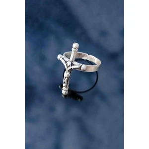 Trend Collection Hz. İsa Çarmıh Haç Model Gümüş Kaplama Ayarlanabilir Unisex Yüzük