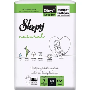Natural Bebek Bezi 7 Beden Numara Xxlarge Cırtlı Bez 20-30 kg 112'li