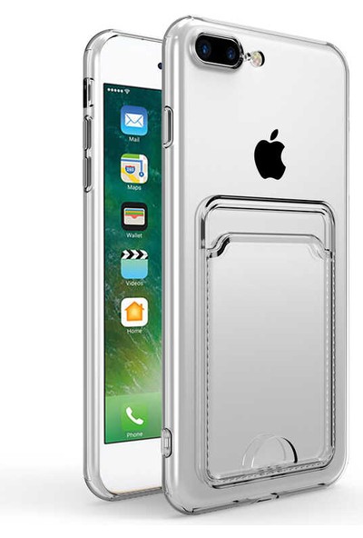 Lyon Tech Apple iPhone 7 Plus Kılıf Kartlıklı Şeffaf Zore Setra Clear Silikon Kapak