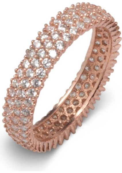 925 Ayar Gümüş 3 Sıra Tamtur Rose Kaplama Yüzük