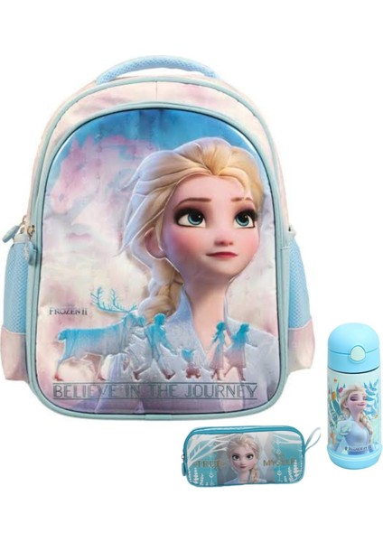 Frozen Lisanslı Kız Okul Çanta Matara Kalemlik 3 Lü Set