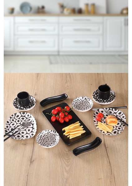 Black And White Tetra 2 Kişilik 11 Parça Kahvaltı Takımı