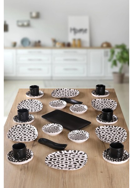 Black And White Tetra 6 Kişilik 25 Parça Kahvaltı Takımı