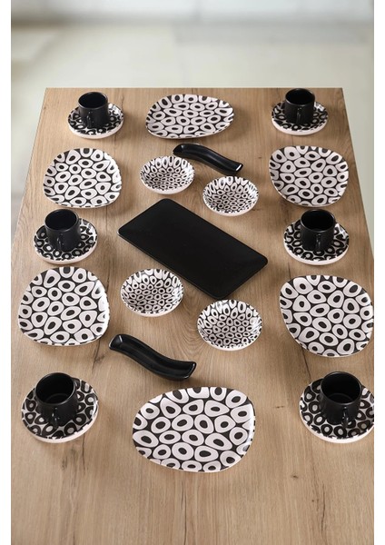 Black And White Tetra 6 Kişilik 25 Parça Kahvaltı Takımı