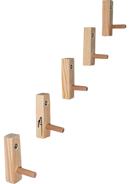 Doğal Ahşap Tekli Mini Askılık Çok Amaçlı Dolap Duvar Askısı (5li Set)