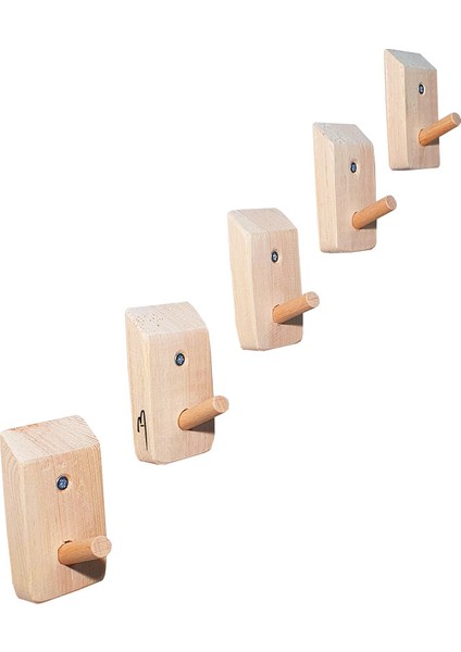 Doğal Ahşap Tekli Mini Askılık Çok Amaçlı Dolap Duvar Askısı (5li Set) indirimleri