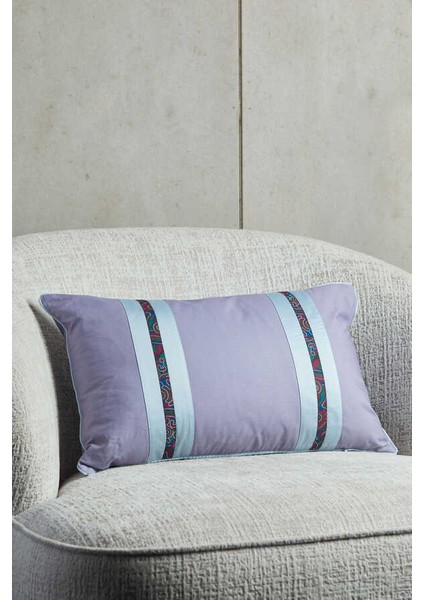 Lila Mavi İtalyan Pamuk Kırlent Kılıfı - 30x50 cm