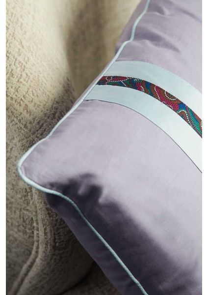 Lila Mavi İtalyan Pamuk Kırlent Kılıfı - 30x50 cm fiyatları