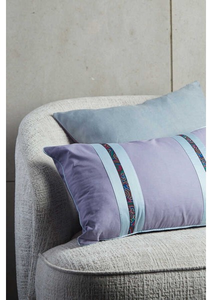 Lila Mavi İtalyan Pamuk Kırlent Kılıfı - 30x50 cm fırsatları