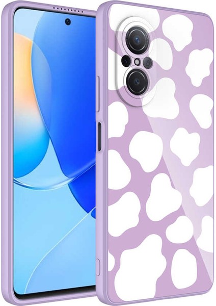 Huawei Nova 9 Se Kılıf Kamera Korumalı Içi Kadife Bulut Desenli Renkli Sert Parlak Silikon Kapak