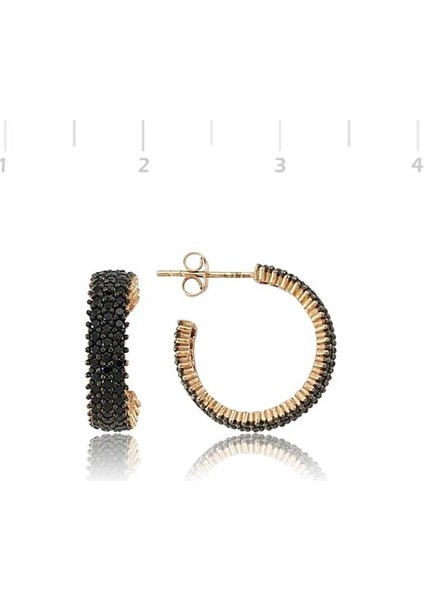 Gümüş Üç Sıralı Siyah Tamtur Küpe