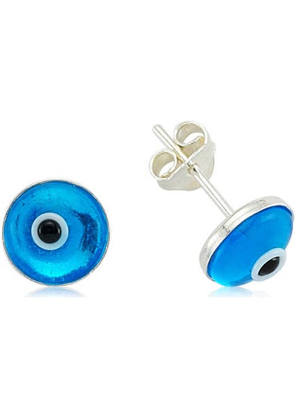 Gümüş Yuvarlak Nazar Çivili Küpe modelleri