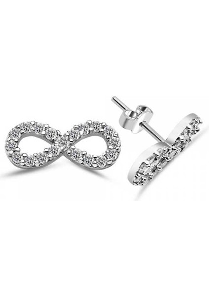 Gümüş Sonsuzluk Çivili Küpe