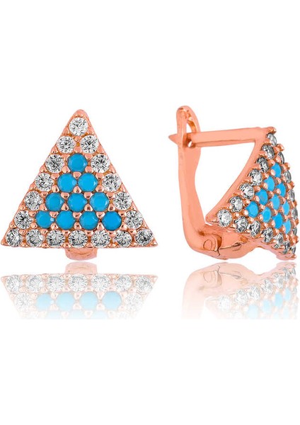 Gümüş Mavi Üçgen Küpe modelleri