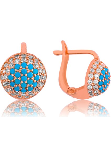 Gümüş Mavi Yuvarlak Küpe modelleri