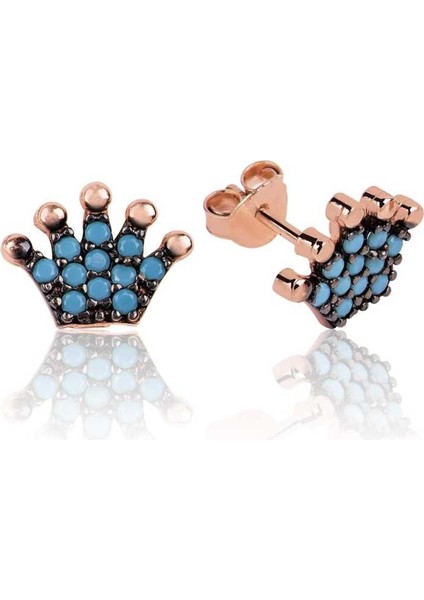 Gümüş Kraliçe Tacı Çivili Küpe