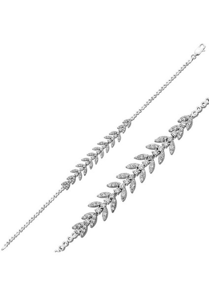 Gümüş Yaprak Su Yolu Bayan Bileklik