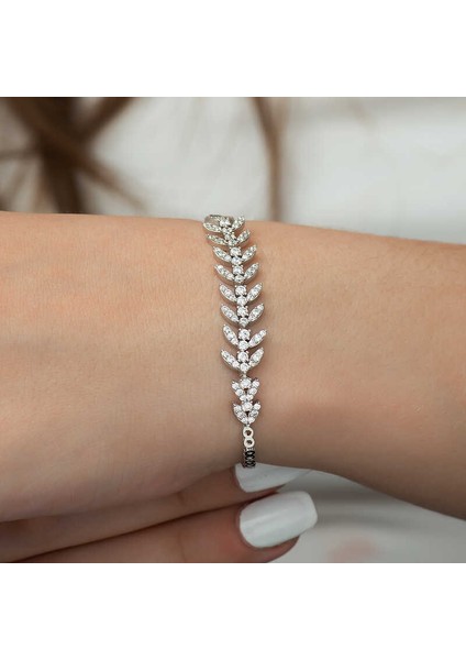 Gümüş Yaprak Su Yolu Bayan Bileklik fiyatları