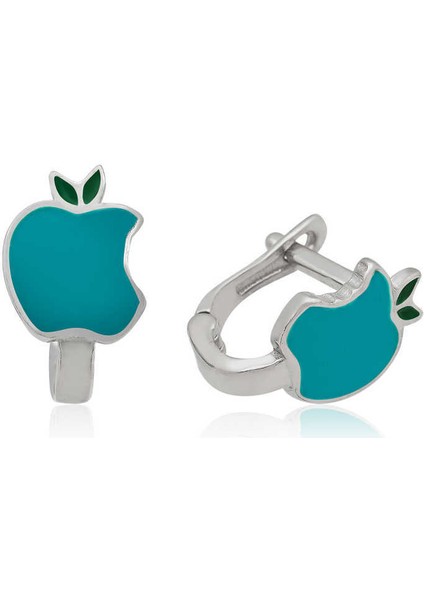 ​gümüş Turkuaz Elma Çocuk Küpesi