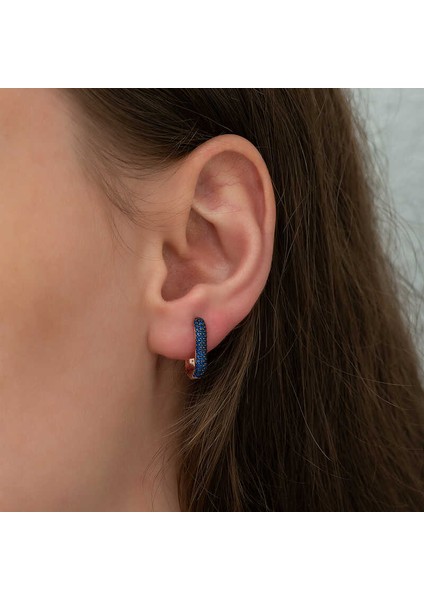 Gümüş Çift Taraflı Lacivert Taşlı J Bayan Küpe fiyatları