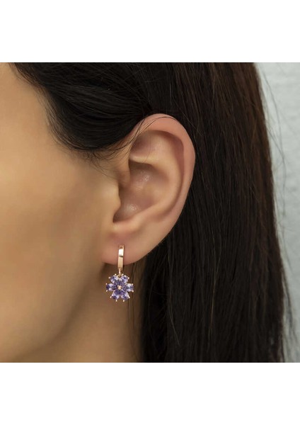 Gümüş Mor Çiçek Bayan Küpe indirimleri